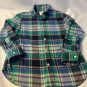 GAP Kids Plaid Button-Down Shirt - Navy and Green